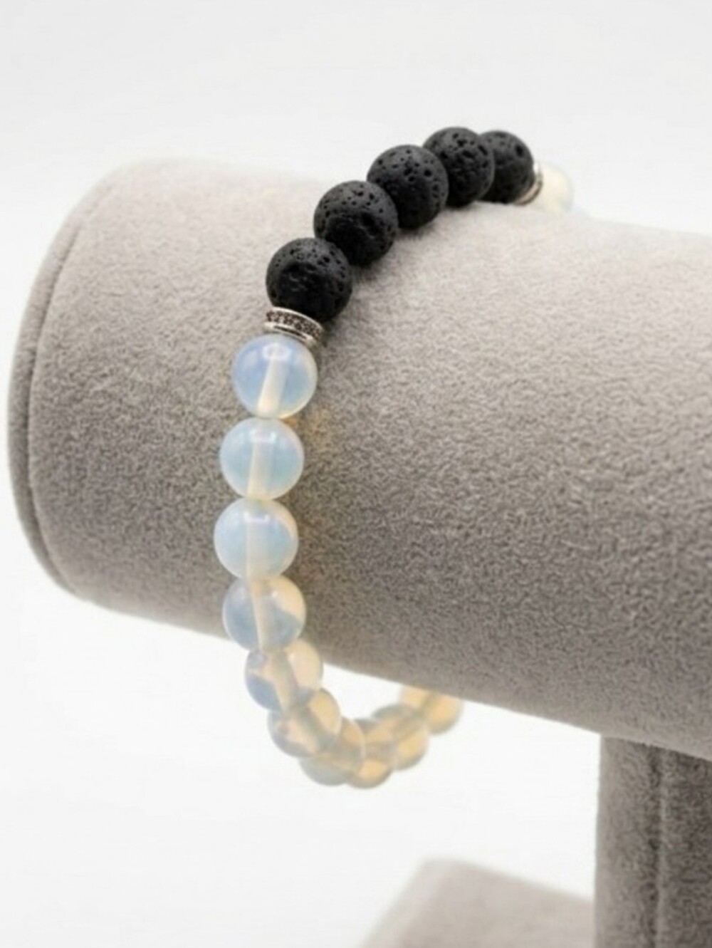 Moonstone Opalite and lava rock essential oil diffuser aromatherapy bracelet NWT